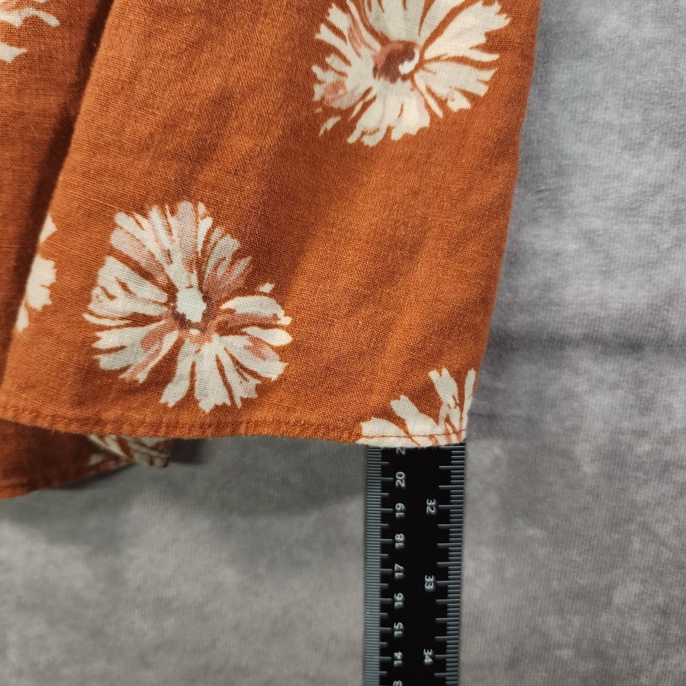 Madewell XL Linen Blend Floral Dress Puff Sleeve Smocked Waist Cottagecore - Picture 8 of 10